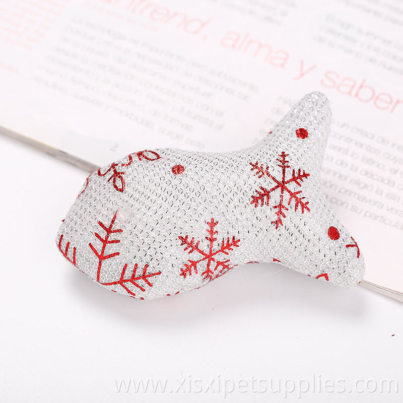 christmas color Fish Shape Interactive Cat Toys Pack with Catnip